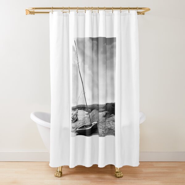 Yacht in River Estuary Shower Curtain