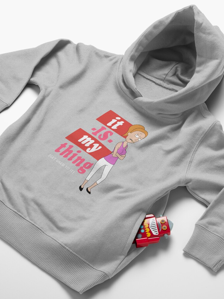 Alternate view of Summer 'it IS my thing' red on dark Toddler Pullover Hoodie