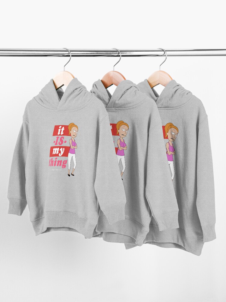 Alternate view of Summer 'it IS my thing' red on dark Toddler Pullover Hoodie