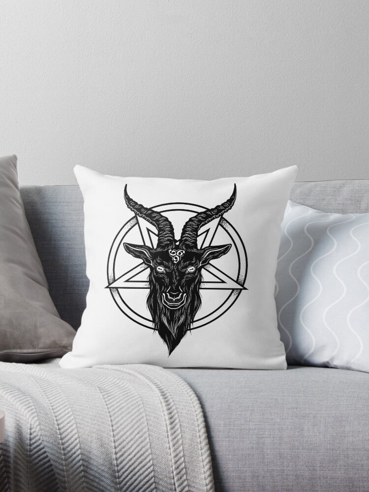 Black and White Goth Witchcraft Baphomet Gothic Throw Pillow