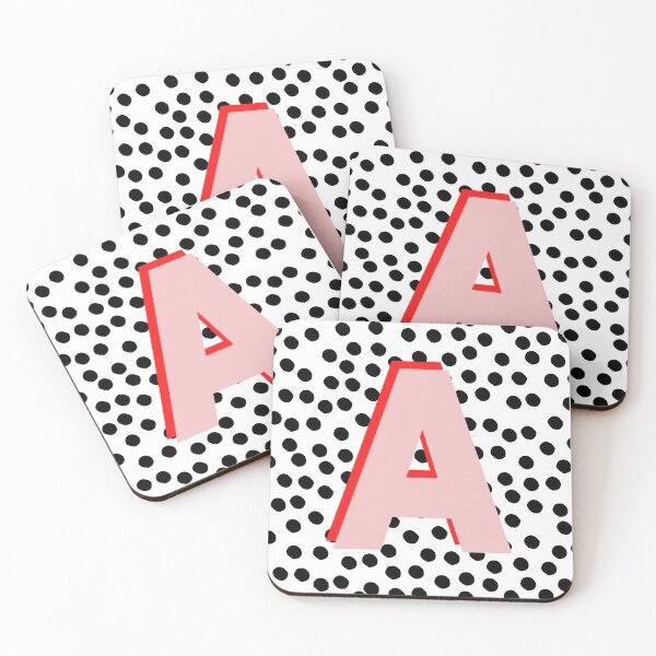 Item preview, Black & White Dalmatian Print Spots With Pink Letter A designed and sold by Laura Dawson.