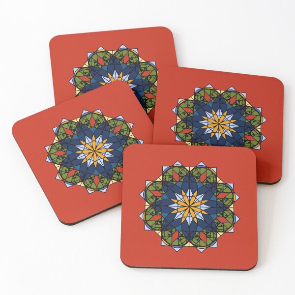 Item preview,  The Flower of Tradition - Colorful geometric flower with red as dominant, inside square frame.  designed and sold by BDLVandFriends.