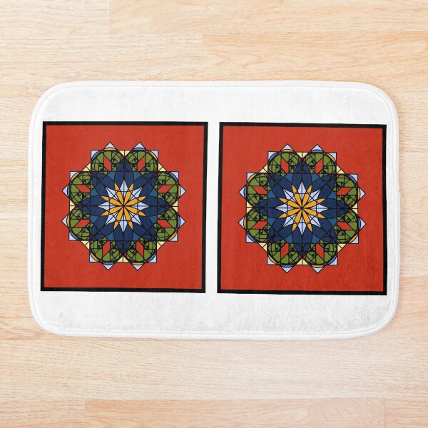 Item preview, The Flower of Tradition - Colorful geometric flower with red as dominant, inside square frame. designed and sold by BDLVandFriends.