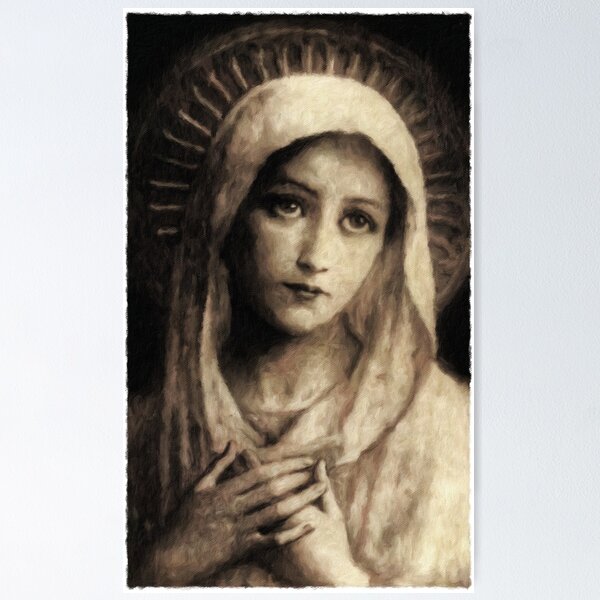 Vintage Virgin Mary Painting Poster
