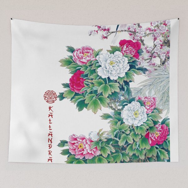 Item preview, Chinese ink painting - pink & white wild rose bouquet - pink white designed and sold by Kallandra.