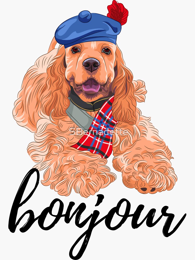 Thumbnail 3 of 3, Sticker, Fench Poodle Bonjour designed and sold by SBernadette.