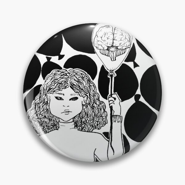 Item preview, Girl holding her brain in a floating balloon, surrounded by balloons designed and sold by TheWhitney0o.