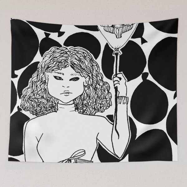 Item preview, Girl holding her brain in a floating balloon, surrounded by balloons designed and sold by TheWhitney0o.