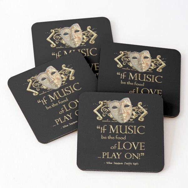 Shakespeare Twelfth Night Love Music Quote Coasters (Set of 4)