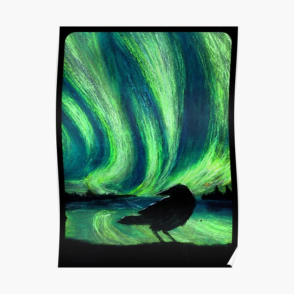 Raven in the Northern Lights Poster