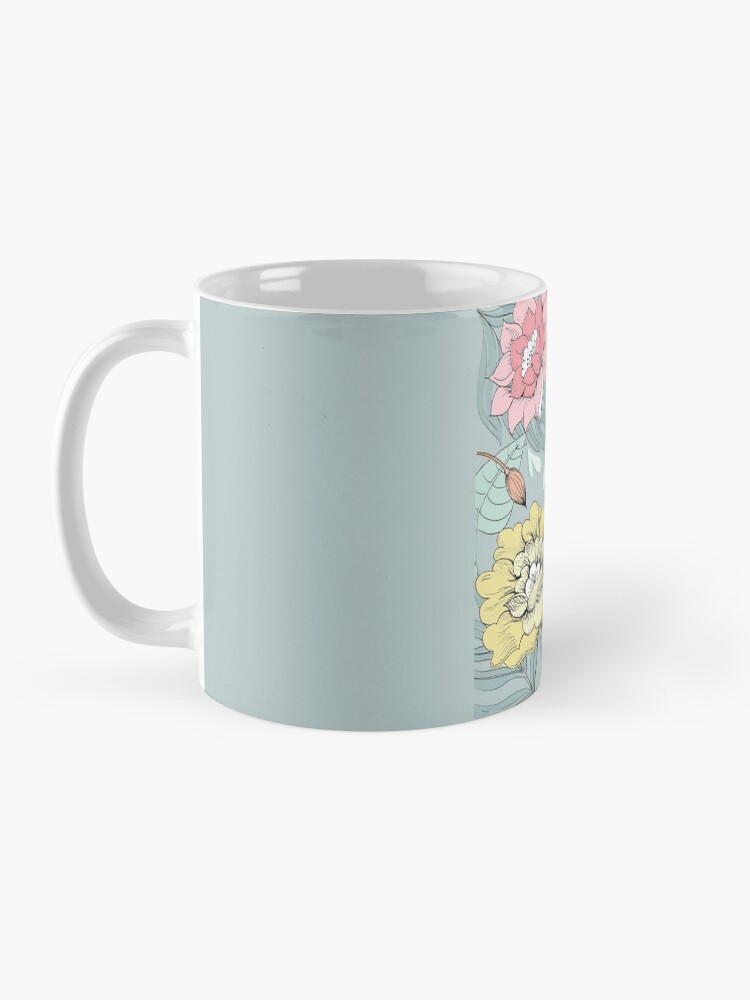Aperçu 3 sur 6. Mug à café avec l'œuvre Exhale - motif floral créée et vendue par Onirographica.