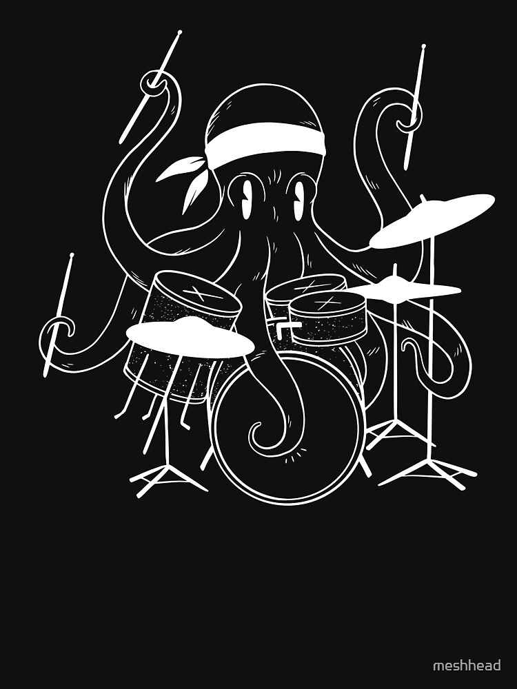 octopus playing drums t shirt