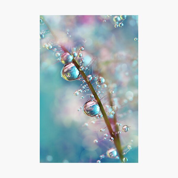 Rainbow Blue Smokey Drops Photographic Print
