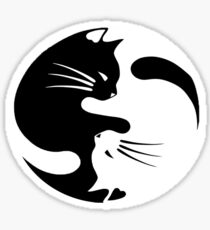 Ying yang cat (white) Sticker