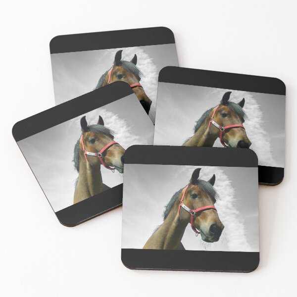 Item preview, Chestnut horse head against a monochrome sky designed and sold by PicsByTony.