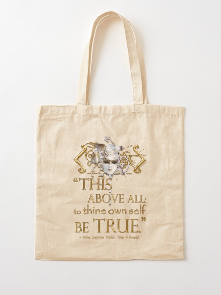 Thumbnail 2 of 5, Tote Bag, Shakespeare Hamlet "own self be true" Quote designed and sold by Styled Vintage.