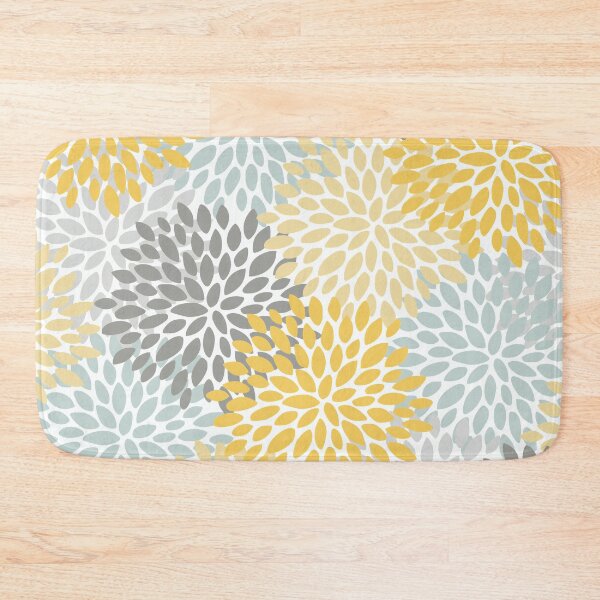 Item preview, Floral Pattern, Yellow, Pale, Aqua Blue and Gray, Abstract Flowers designed and sold by meggydesigns.