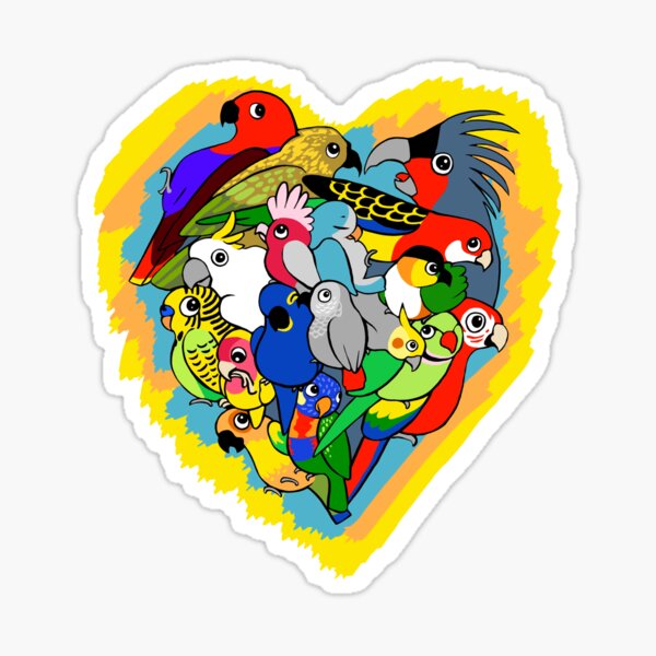 Aperçu de l'œuvre J'adore les perroquets, un dessin animé mignon créée et vendue par lifewithbirds.
