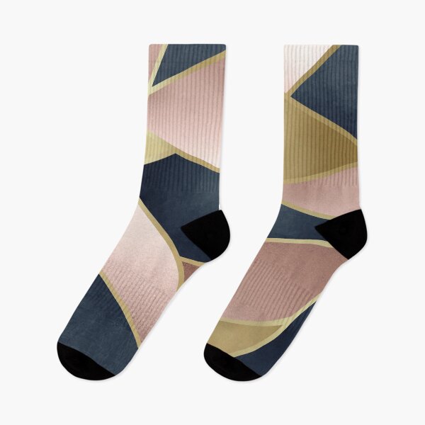 Item preview, Geometric, Rose Gold, Pink, Gold and Navy Blue, Abstract, Pattern designed and sold by meggydesigns.