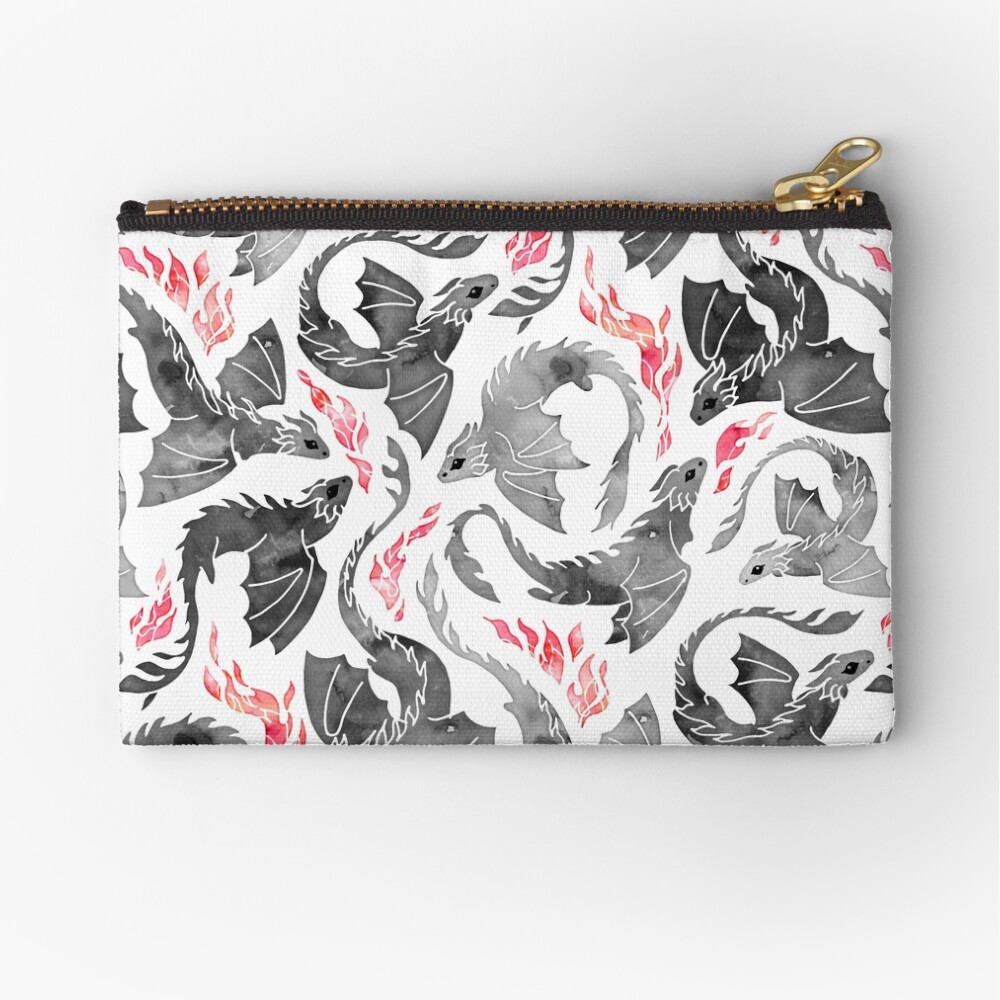Dragon fire greys & blacks Zipper Pouch