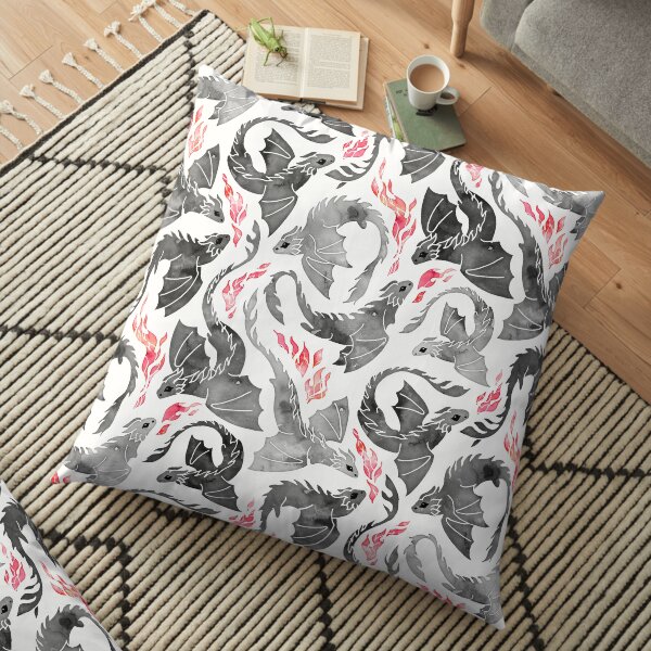 Dragon fire greys & blacks Floor Pillow