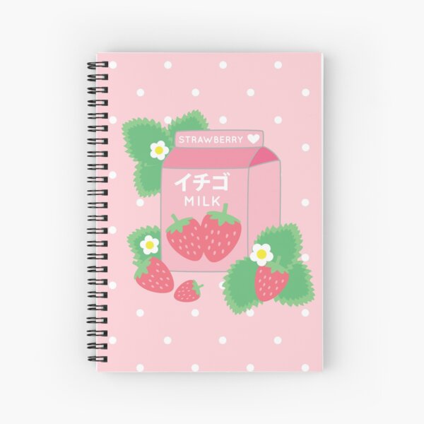 Strawberries Pink Flowers Dots Kawaii Cute Pastel Spiral Notebook