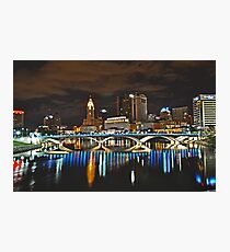 Columbus skyline at night - Columbus, Ohio Photographic Print