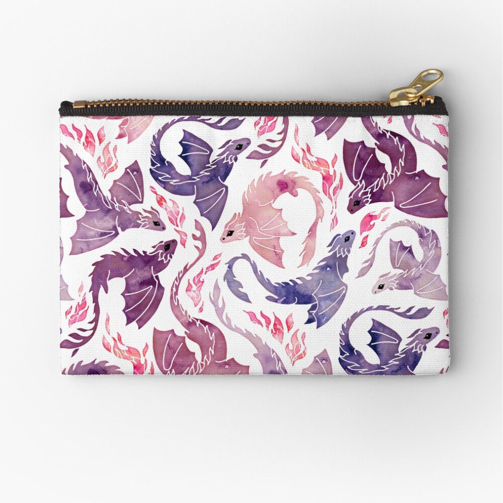 Dragon fire pink & purple Zipper Pouch
