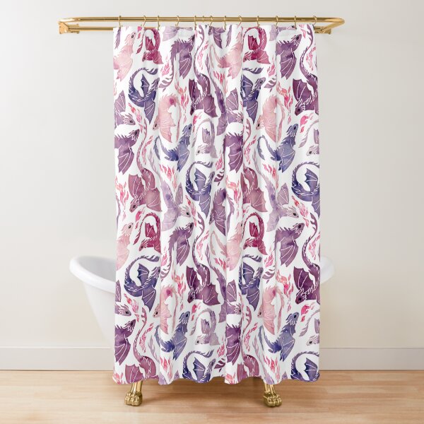 Dragon fire pink & purple Shower Curtain