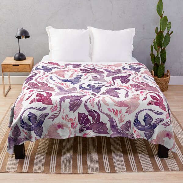 Dragon fire pink & purple Throw Blanket