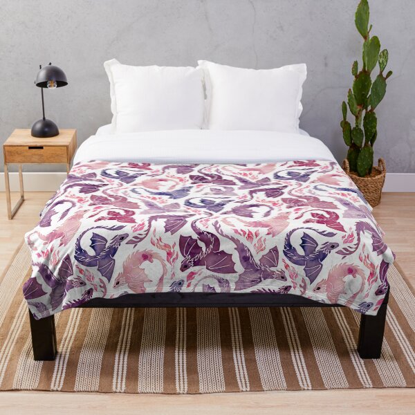 Dragon fire pink & purple Throw Blanket