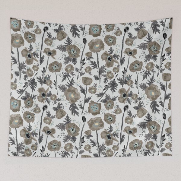 Item preview, Light Grey & Taupe Watercolor Poppies designed and sold by StudioPosies.