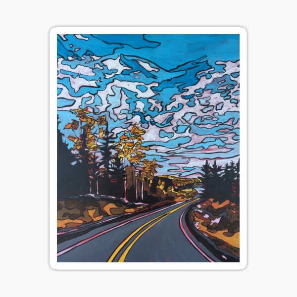 Highway 105 North Print of Acrylic Painting Sticker