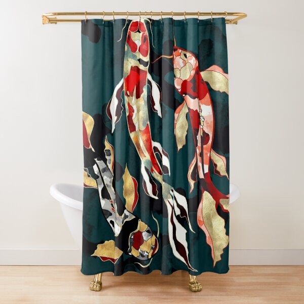 Red & Black Koi Fish Shower Curtain for Sale by PanosTsalig