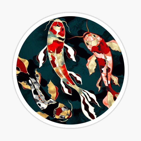 Vista previa del artículo con la obra «Koi metálico», diseñado y vendido por spacefrogdesign.