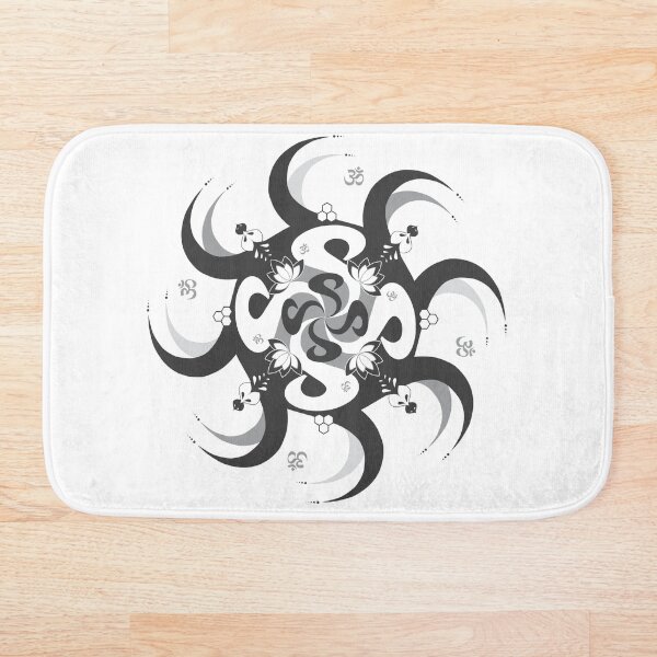 Shee Mandala Spiral with Om and Lotus Symbol Bath Mat