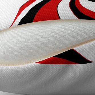 Alternate view of Red, black and white twist design Throw Pillow