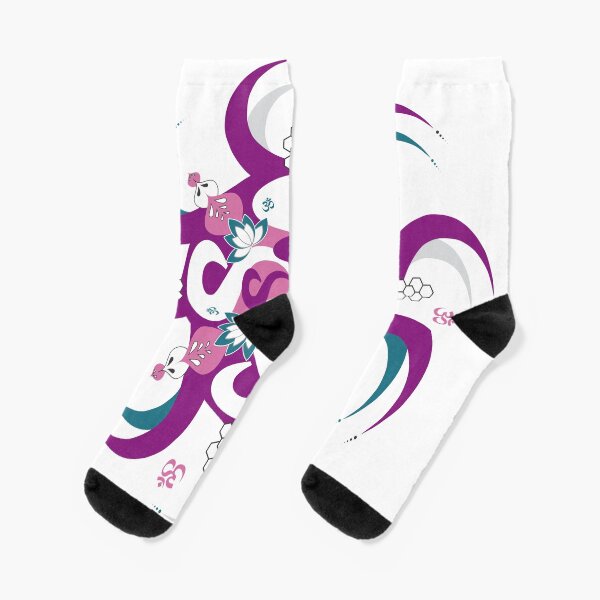 Shee Mandala Spiral with Om and Lotus Symbol Socks