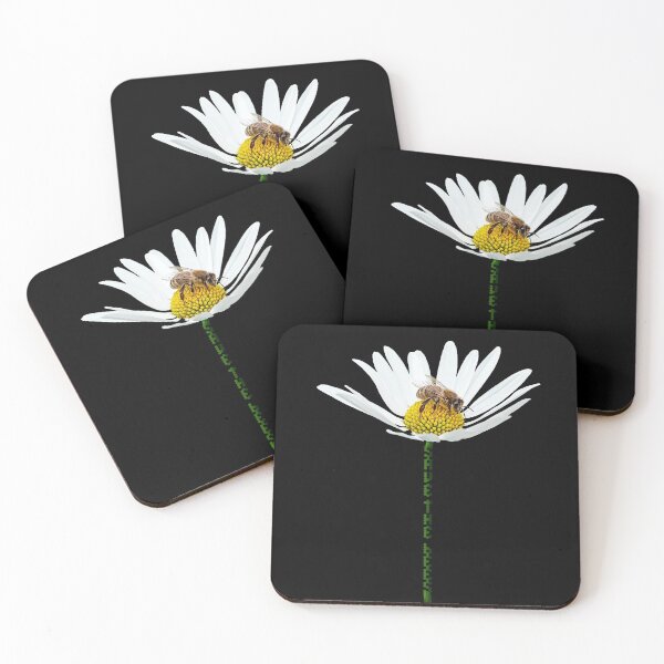 Item preview, Macro Bee on White Camomile - Funny Save the Bees Floral Gift designed and sold by r-silver.