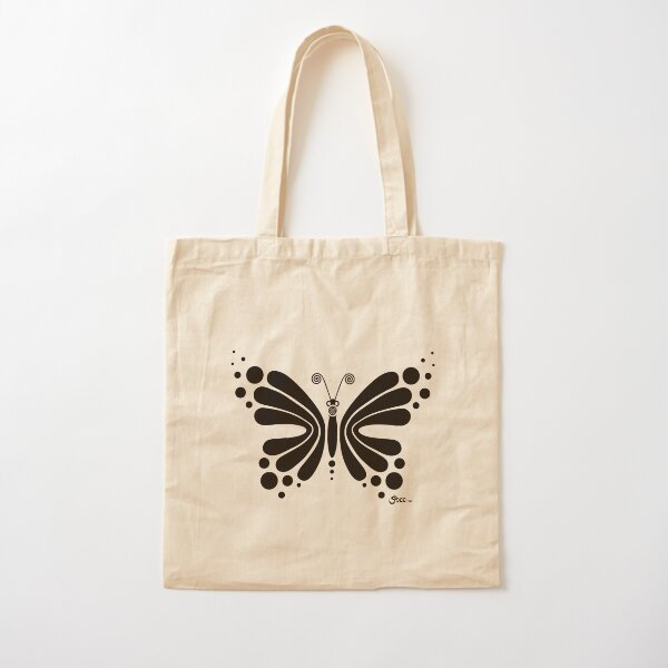 Hypnotic Butterfly B&W - Shee Vector Shape Cotton Tote Bag