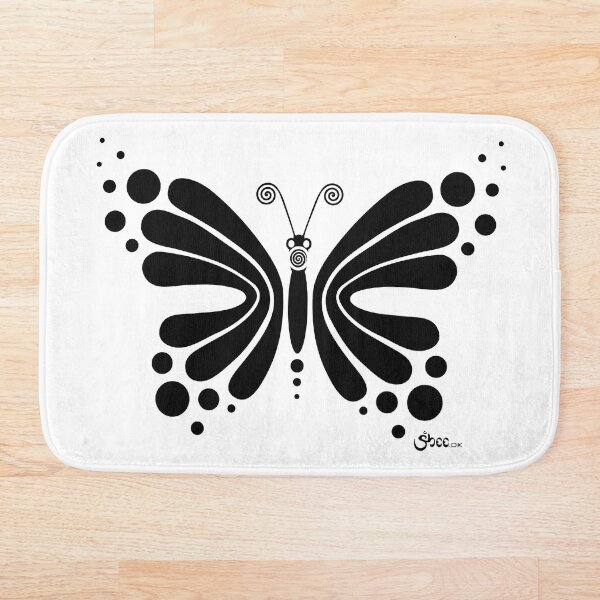 Hypnotic Butterfly B&W - Shee Vector Shape Bath Mat