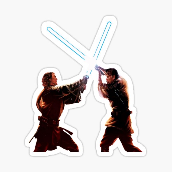 Anakin VS Obi Wan Small Orange Sticker