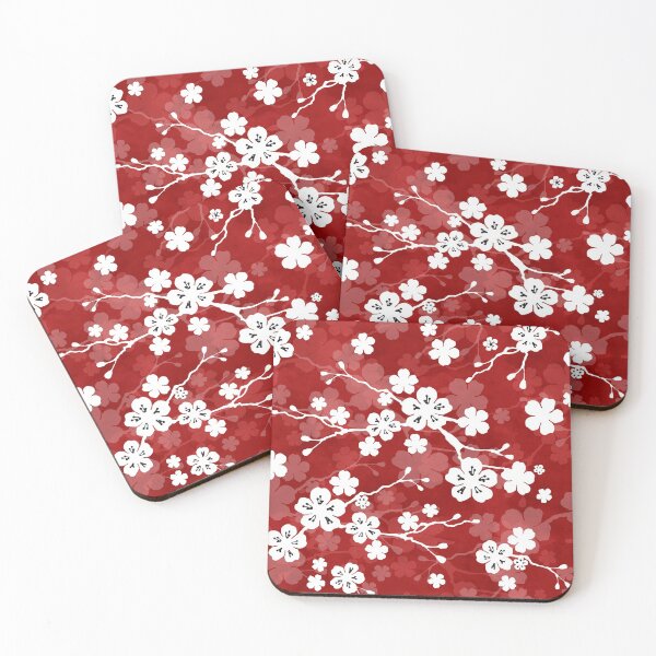 Item preview, Red and white cherry blossom pattern designed and sold by adenaJ.