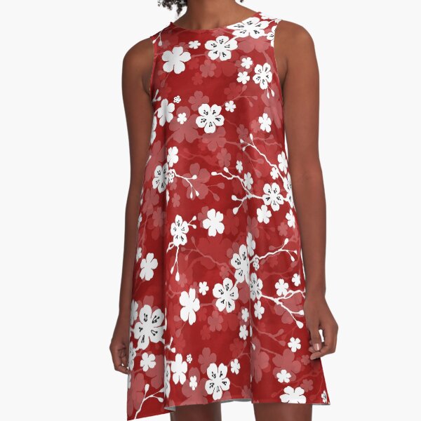 Item preview, Red and white cherry blossom pattern designed and sold by adenaJ.
