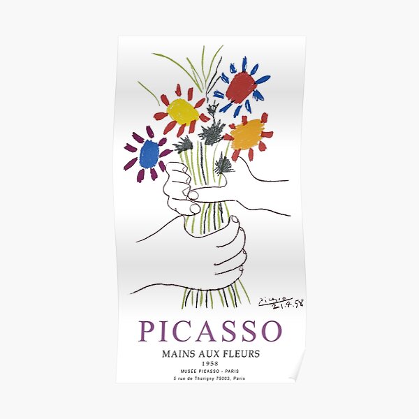 Picasso Exhibition - Mains Aus Fleurs (Hands with Flowers) 1958 Artwork Poster