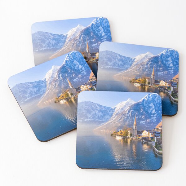 Item preview, Hallstatt with snowy mountains designed and sold by mattpanta.