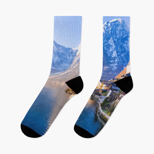 Item preview, Hallstatt with snowy mountains designed and sold by mattpanta.