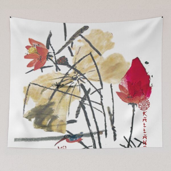 Item preview, Chinese ink painting - lotus flowers and stem ink painting designed and sold by Kallandra.