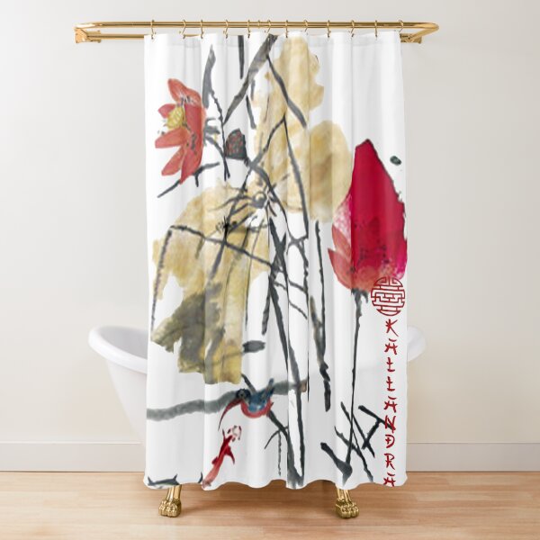 Item preview, Chinese ink painting - lotus flowers and stem ink painting designed and sold by Kallandra.
