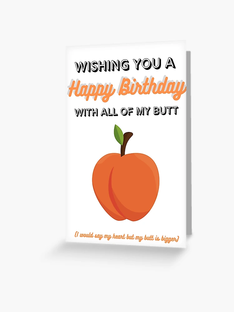 Peach Wearing Thong Swimsuit A-Press Funny Birthday Card for